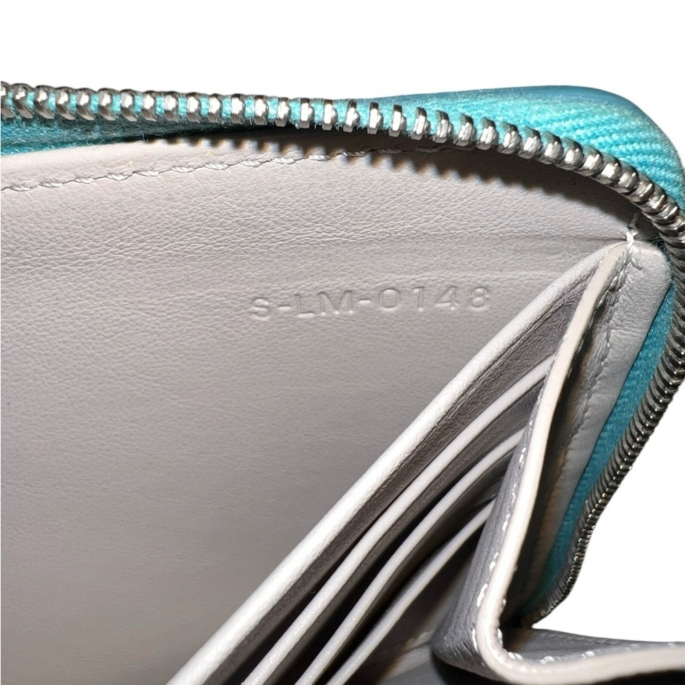 EUC Celine Large Zipped Multifunction Long Wallet Blue Leather Silver Hardware - Picture 15 of 15